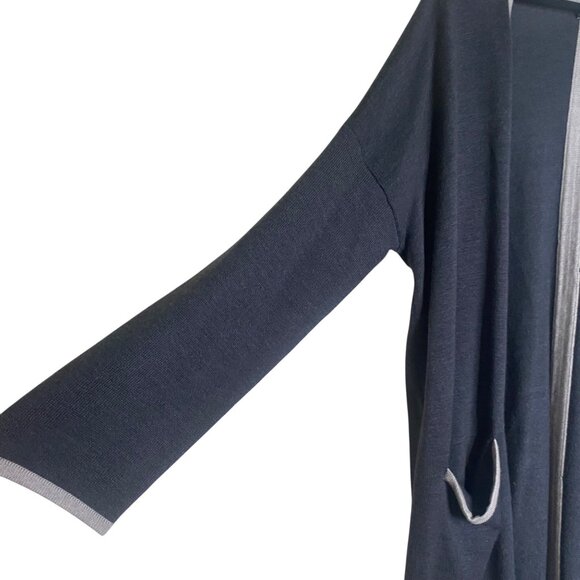 Eileen Fisher Extra Fine Merino Wool Cardigan Sweater Womens M Long Charcoal Gra - Picture 4 of 9